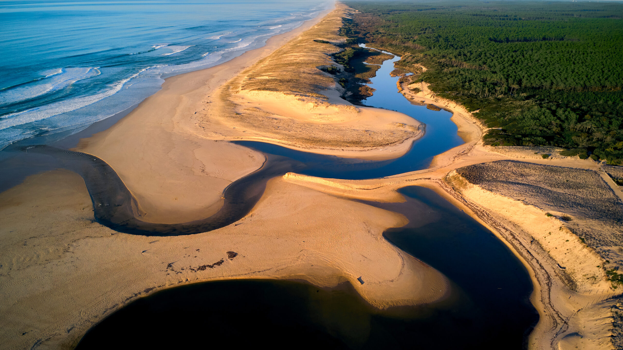 vue aérienne du courant d'huchet